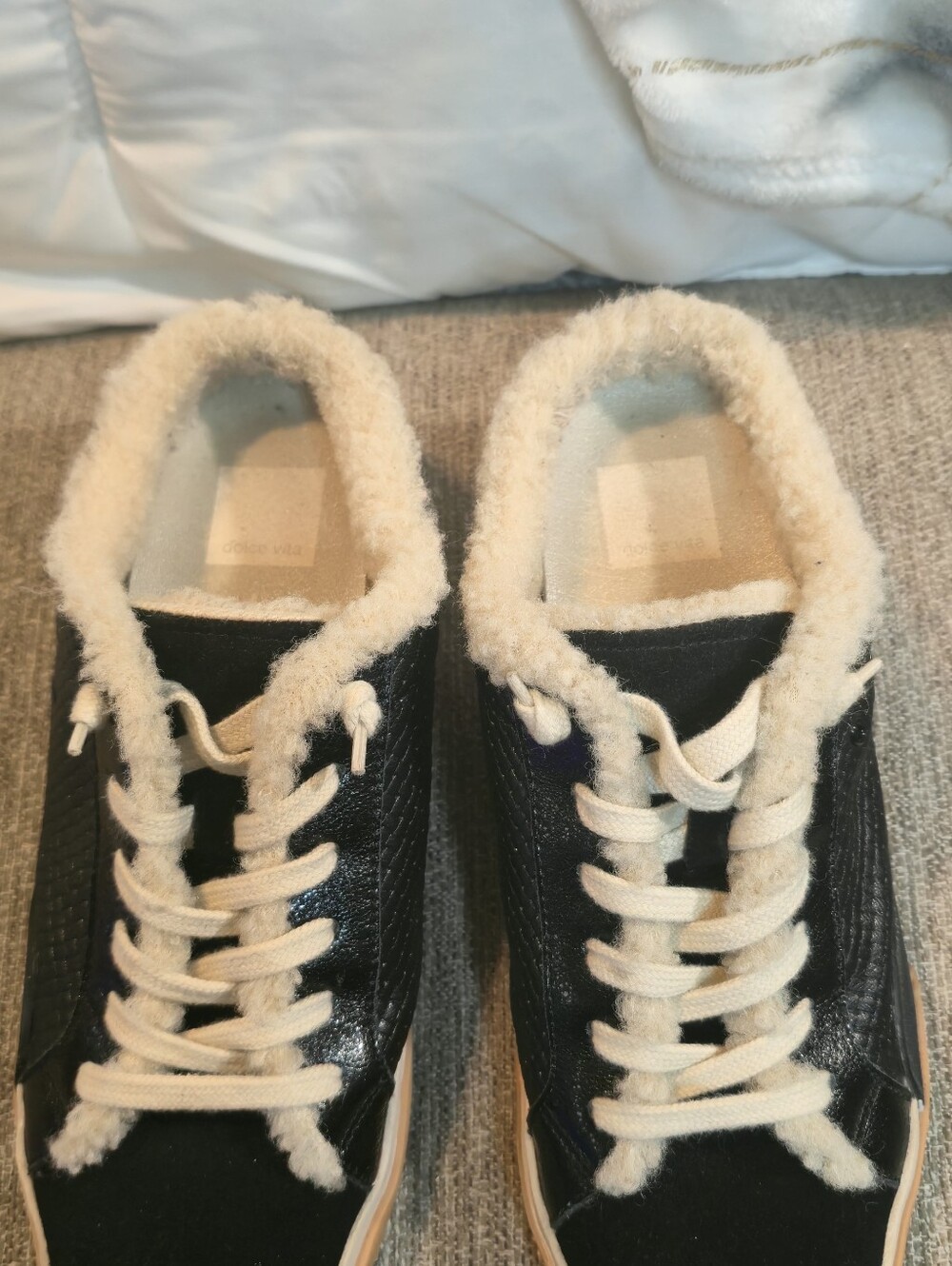 Dolce Vita Black Sneakers with Cream Sherpa Lining